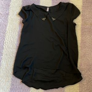 Women’s sheer black collared hi-low top